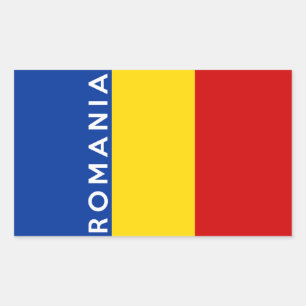 Pegatina Rectangular texto del símbolo de la bandera de rumania