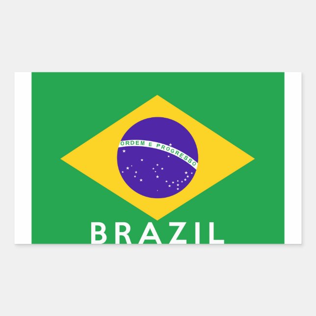 Pegatina Rectangular texto del símbolo del país de brasil (Anverso)