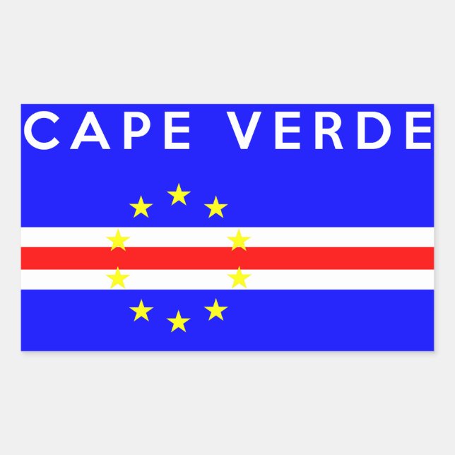 Pegatina Rectangular texto del símbolo del país de cabo verde (Anverso)