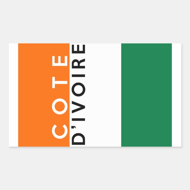 Pegatina Rectangular texto del símbolo del país de cote d'ivoire (Anverso)