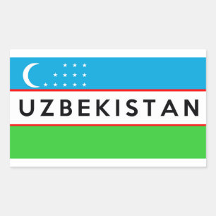Pegatina Rectangular texto del símbolo del país uzbekistán