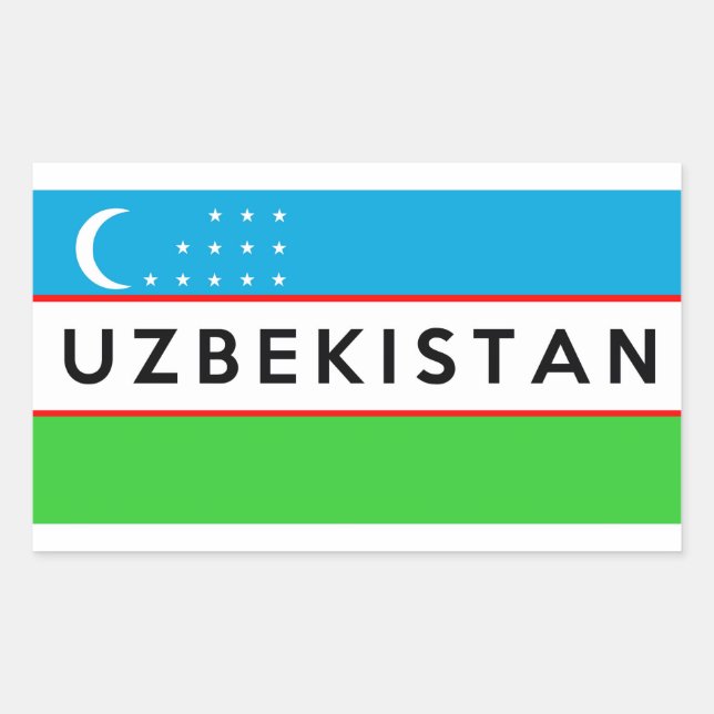 Pegatina Rectangular texto del símbolo del país uzbekistán (Anverso)