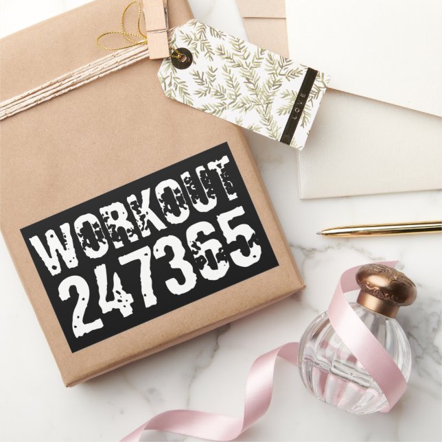 Pegatina Rectangular Texto grabado y desgastado Workout 247365 white (Regalar)
