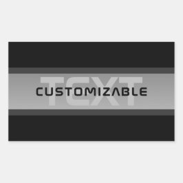 Pegatina Rectangular Texto moderno con capas de Personalizable | Negro
