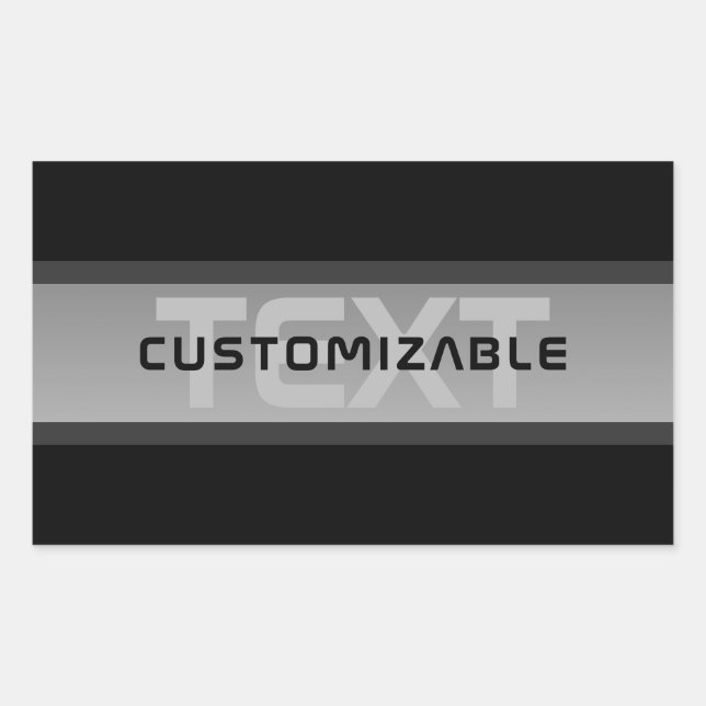 Pegatina Rectangular Texto moderno con capas de Personalizable | Negro  (Anverso)
