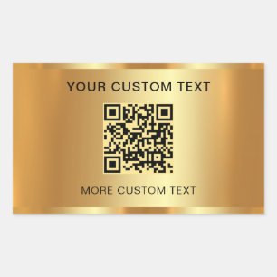 Pegatina Rectangular Texto personalizado Elegante escaneado Código QR A