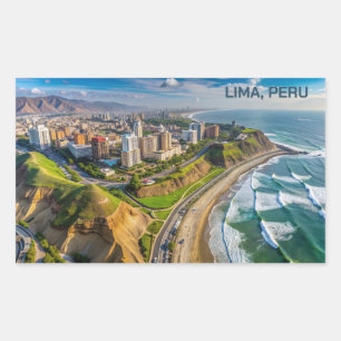 Pegatina Rectangular Texto personalizado Lima, Perú