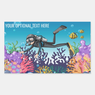 Pegatina Rectangular Texto personalizado pegatinas de buzos Scuba