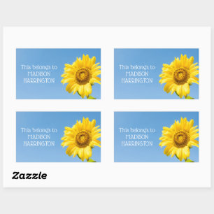 Pegatina Rectangular Texto personalizado pegatinas girasoles