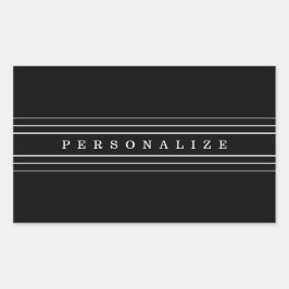 Pegatina Rectangular Texto Personalizado y franjas modernas | Blanco y