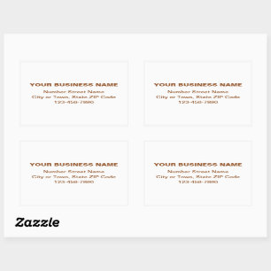 Pegatina Rectangular Textos de marca marrones mínimos en blanco