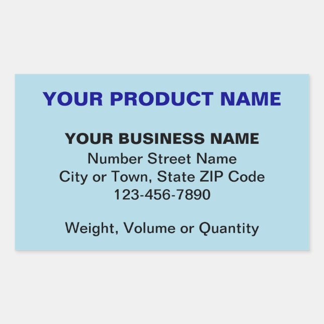 Pegatina Rectangular Textos de producto sencillos mínimos sobre azul cl (Anverso)