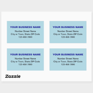 Pegatina Rectangular Textos simples de marca comercial en azul claro