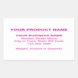 Pegatina Rectangular Textos simples de producto rosados mínimos sobre b