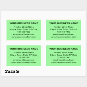 Pegatina Rectangular Textos Simples Marca Comercial en Verde Claro