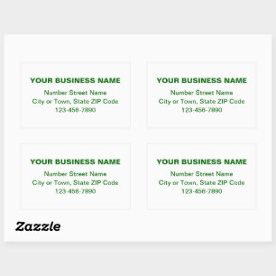 Pegatina Rectangular Textos verdes mínimos y sencillos de marca en blan