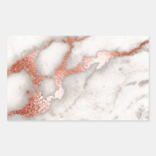 Pegatina Rectangular Textura color de rosa del mármol del oro