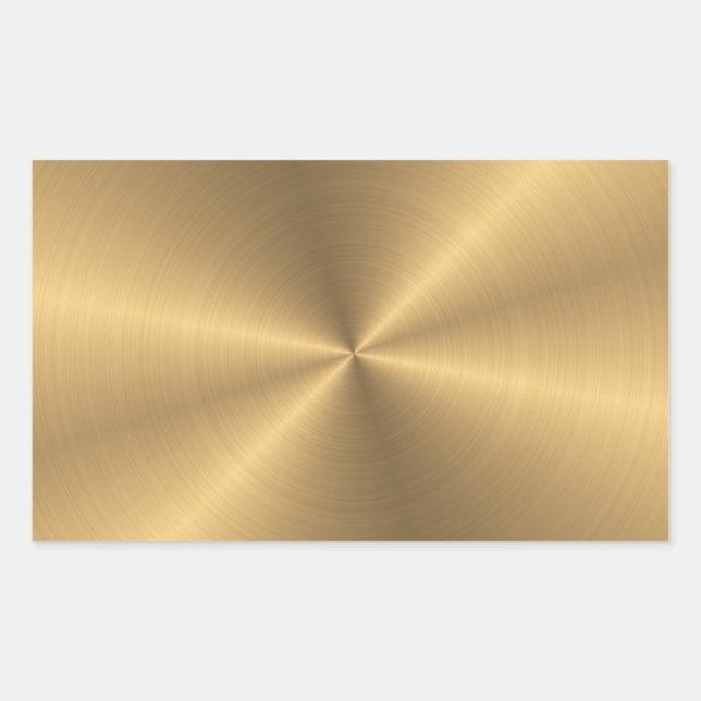 Pegatina Rectangular Textura radial metálica de oro personalizada (Anverso)