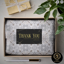 Pegatina Rectangular Thank You Business Sticker Black & Gold