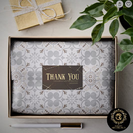 Pegatina Rectangular Thank You Business Sticker Brown & Gold