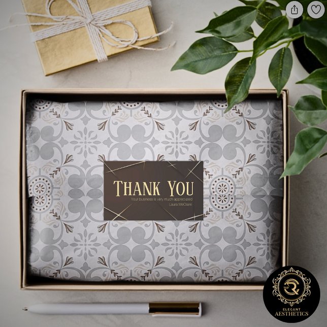 Pegatina Rectangular Thank You Business Sticker Brown & Gold (Subido por el creador)