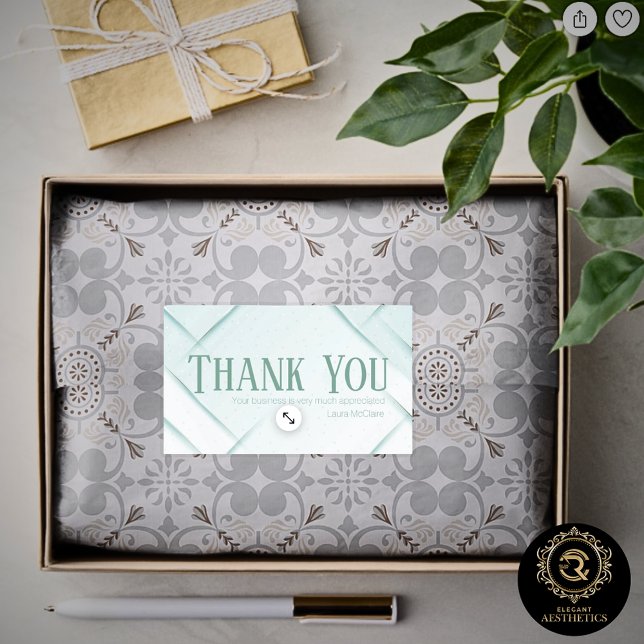 Pegatina Rectangular Thank You Business Sticker Mint & Seafoam Green (Subido por el creador)