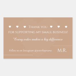 Pegatina Rectangular Thank You For Supporting My Small Business | 