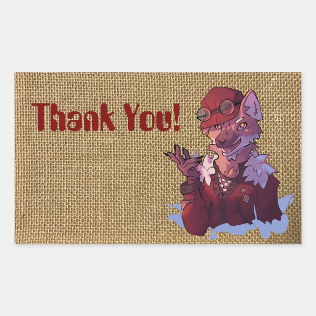 Pegatina Rectangular Thank you wolf (Anverso)