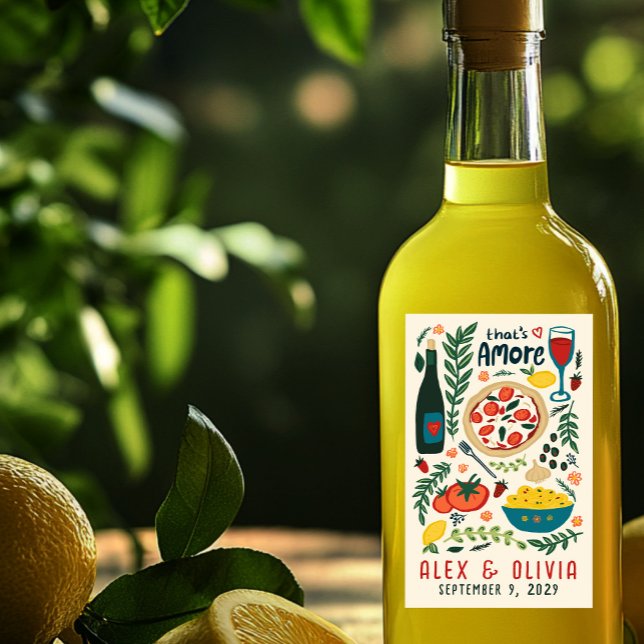 Pegatina Rectangular That's Amore Italian Food CUSTOM Wedding Favor (That's Amore Italian Food CUSTOM Wedding Favor Limoncello Olive Oil Rectangular Sticker
)