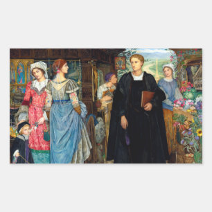 Pegatina Rectangular The Chance Meeting c. 1907 Por Kate Elizabeth Bunc