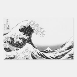 Pegatina Rectangular The Great Wave / High-contrast Black & White