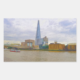 Pegatina Rectangular The Shard, Thames River, Londres, Inglaterra