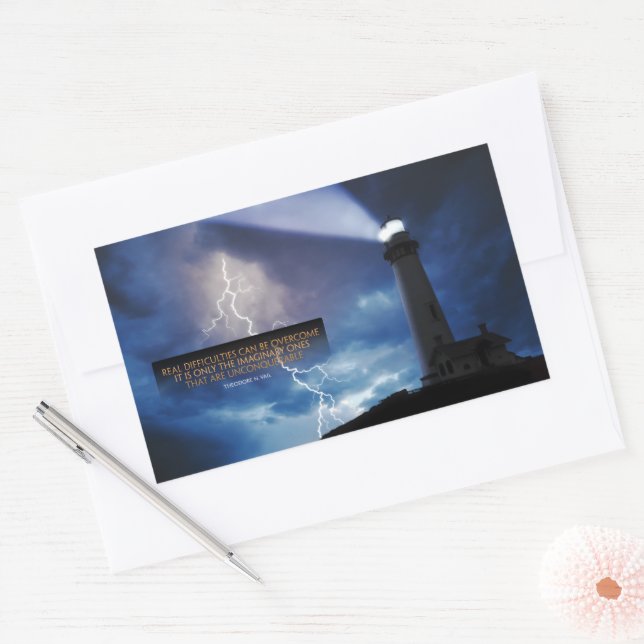 Pegatina Rectangular Theodore N. Vail Cita Inspiradora "Superada" (Sobre)