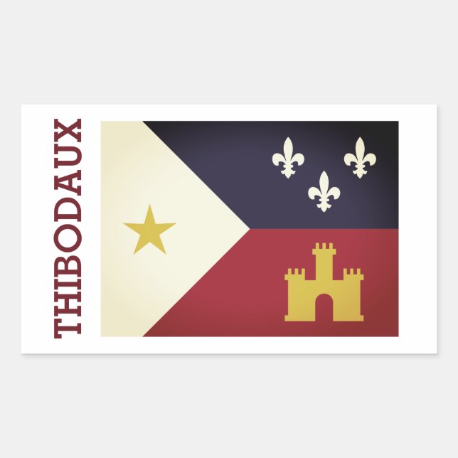 Pegatina Rectangular Thibodaux, Luisiana (Anverso)