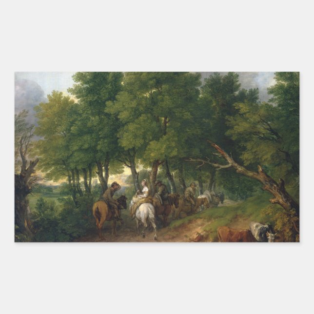 Pegatina Rectangular Thomas Gainsborough - Carretera desde el mercado (Anverso)