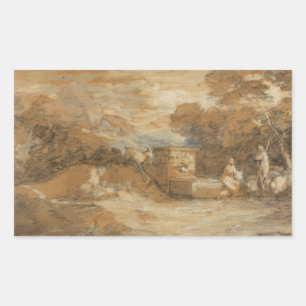 Pegatina Rectangular Thomas Gainsborough - Paisaje de montaña