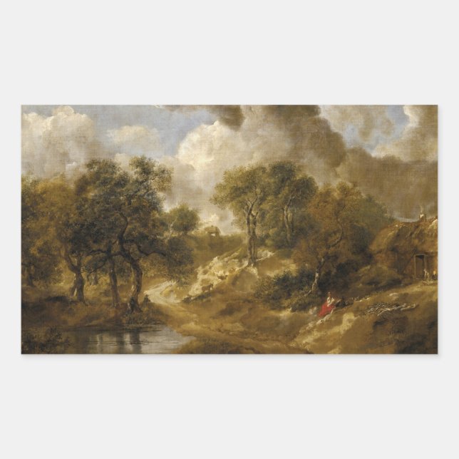 Pegatina Rectangular Thomas Gainsborough - Paisaje en Suffolk (Anverso)