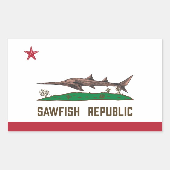 Pegatina Rectangular Tiburón de la bandera de la República de Sawfish (Anverso)