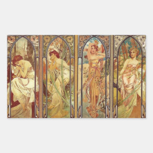 Pegatina Rectangular Tiempos de Art Nouveau del día