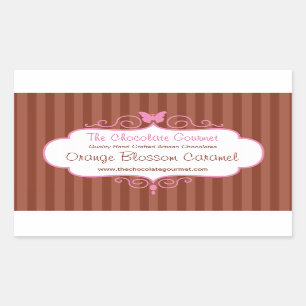 Pegatina Rectangular Tienda de chocolate con tiras pegatinas marrones