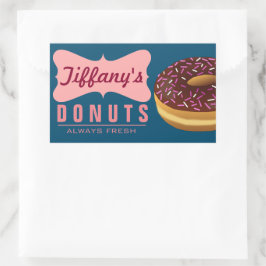 Pegatina Rectangular Tienda de Donuts Retro | Panadero de Donuts | Pana