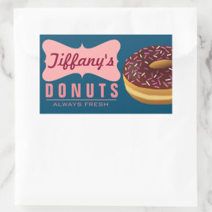Pegatina Rectangular Tienda de Donuts Retro Panadero de Donuts Pana