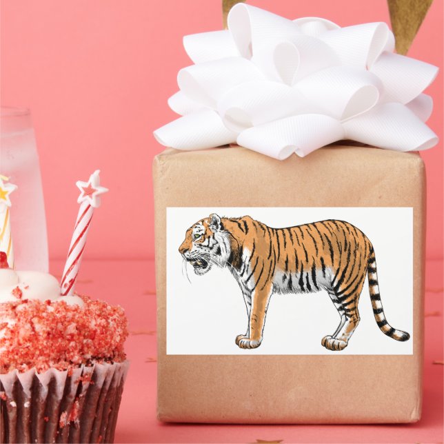 Pegatina Rectangular Tigre (Fiesta)