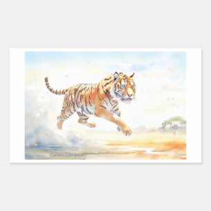 Pegatina Rectangular Tigre en acción 3