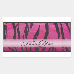 Pegatina Rectangular Tigre negro y rosa caliente gracias