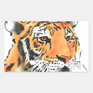 Pegatina Rectangular Tigres y copos