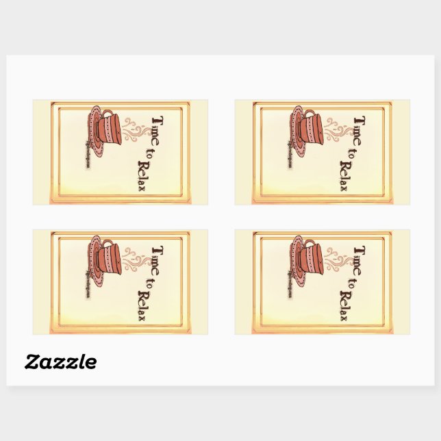 Pegatina Rectangular Time to Relax yellow Rectangular Sticker Label (Hoja)