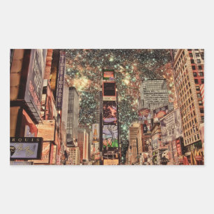 Pegatina Rectangular Times Square Surrealista