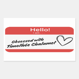 Pegatina Rectangular timothée chalamet nametag