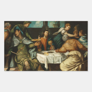 Pegatina Rectangular Tintoretto - La cena en Emmaus